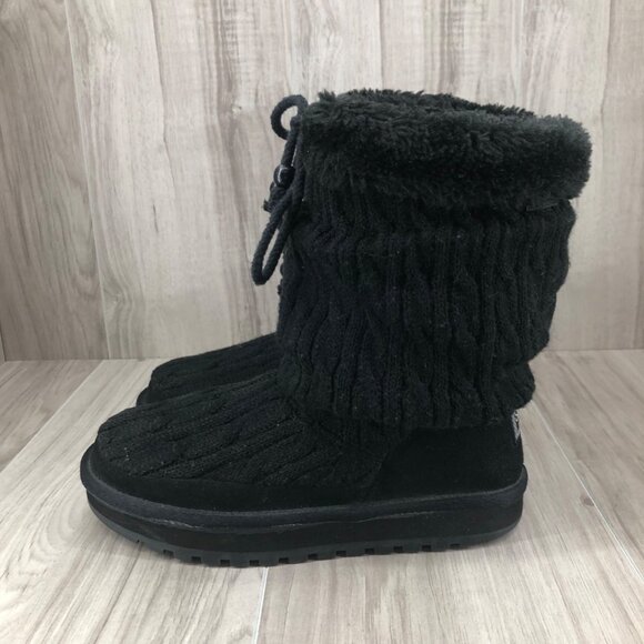Skechers Boots Womens 7.5 Black Knit Slouch Pull On Winter Shoes - Picture 4 of 10
